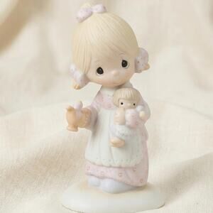 Enesco Precious Moments Porcelain Jesus Is The Light Figurine Girl Lamp Doll